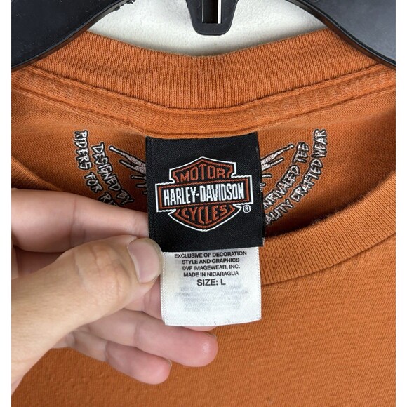 Y2K Harley Davidson Hwy 129 The Dragon Graphic T-Shirt / Orange / Large - Picture 5 of 6